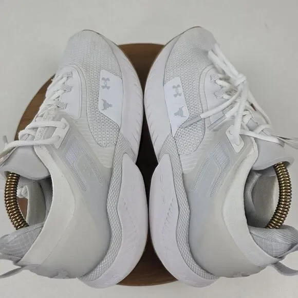 Under Armour Project Rock Shoes Mens Size‎ 10 White HOVR Training Sneakers Gym